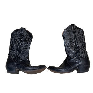 Justin Mens Iguana Lizard Exotic Black‎ Western Boots Size 9D Style 8313